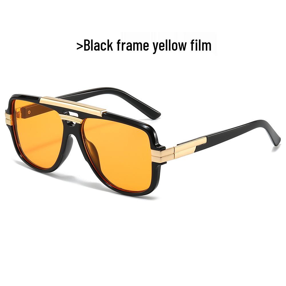 Trendy European-American Retro Square Frame Men's Metal Sunglasses
