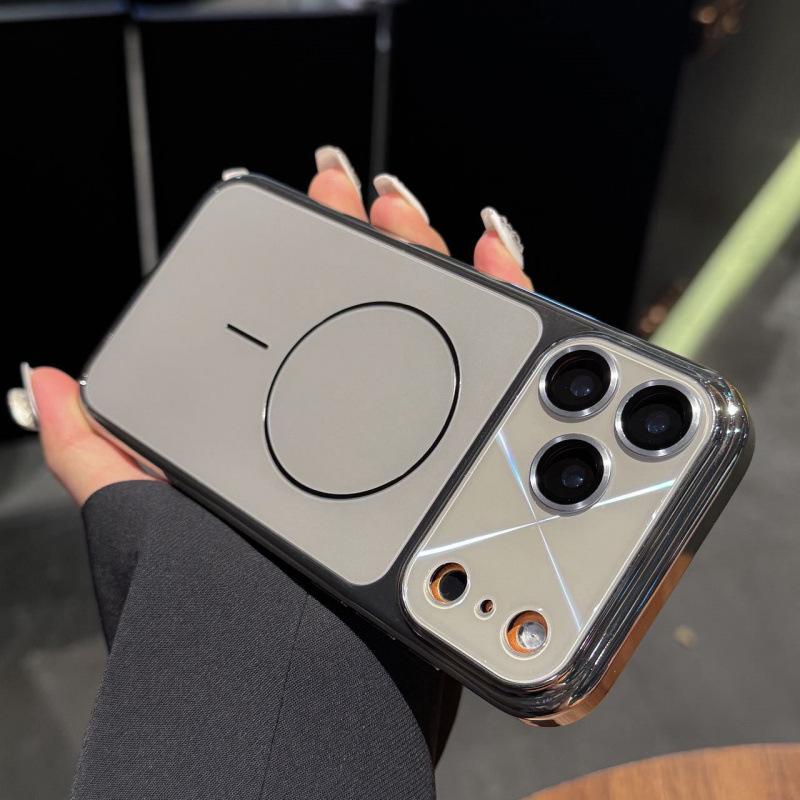 Compatible with iPhone 17 Pro Max: Plated Phone Case, Large Window, Laser Magnetic, Protective for Apple 16/15 Pro.