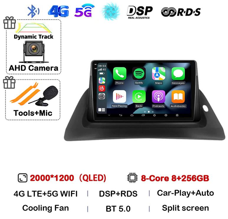 Android 14 Carplay Auto 4G+WIFI For Renault Kangoo 2009-2012 2015 2016 2017 2018 Car Radio Multimedia Stereo Video Player GPS BT