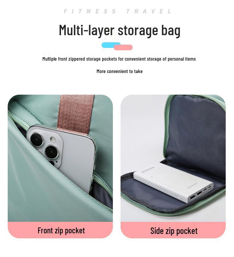 Sporttasche für Yoga mit großem Fassungsvermögen, bedrucktem Logo und Nass-/Trockenfach, ideal für Reisen und Fitnessstudio mit Schuhfach