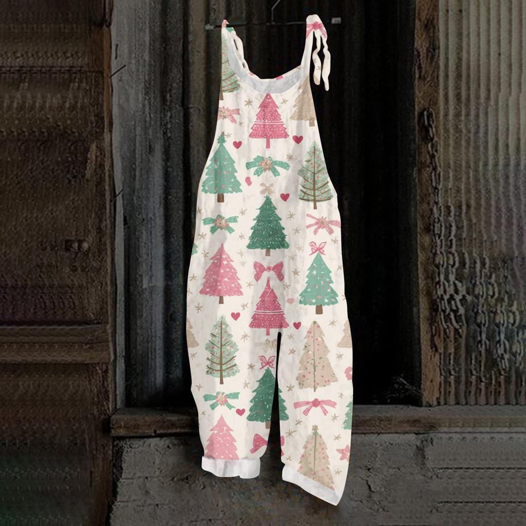 Women's Jumpsuit  Print Casual Loose Vintage Shoulder Strap Cotton Linen