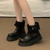 Maillard Brown Boots Platform Black Short Boots Women's 2025 New Autumn Retro Women's Shoes British Martin Boots