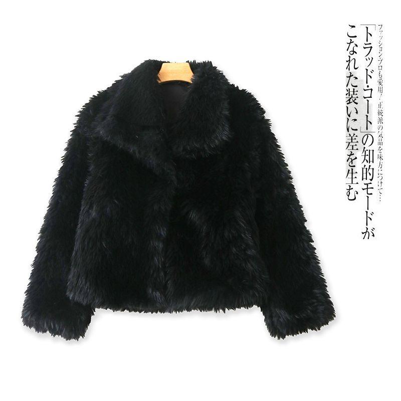 Faux Fur Coat Winter New Arrival Foreign Trade Women's Clothing Younger Fashion Lapel One Button Long Sleeves Coat 27423