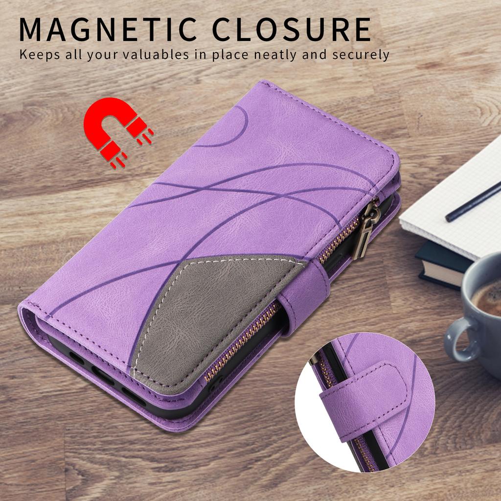 For Samsung Galaxy A17 5G/A17 4G/A26 5G/A16 5G/A16 4G Leather Case with Strap Zipper 9 Card Slot Phone Cover Stand