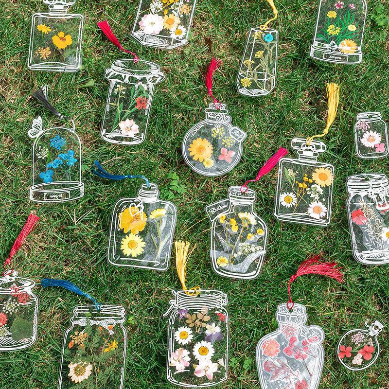 20Pcs Creative Diy Bookmark For Students Transparent Wishing Bottle Shape Bookmark Scrapbook Sticker Material Small Gift
