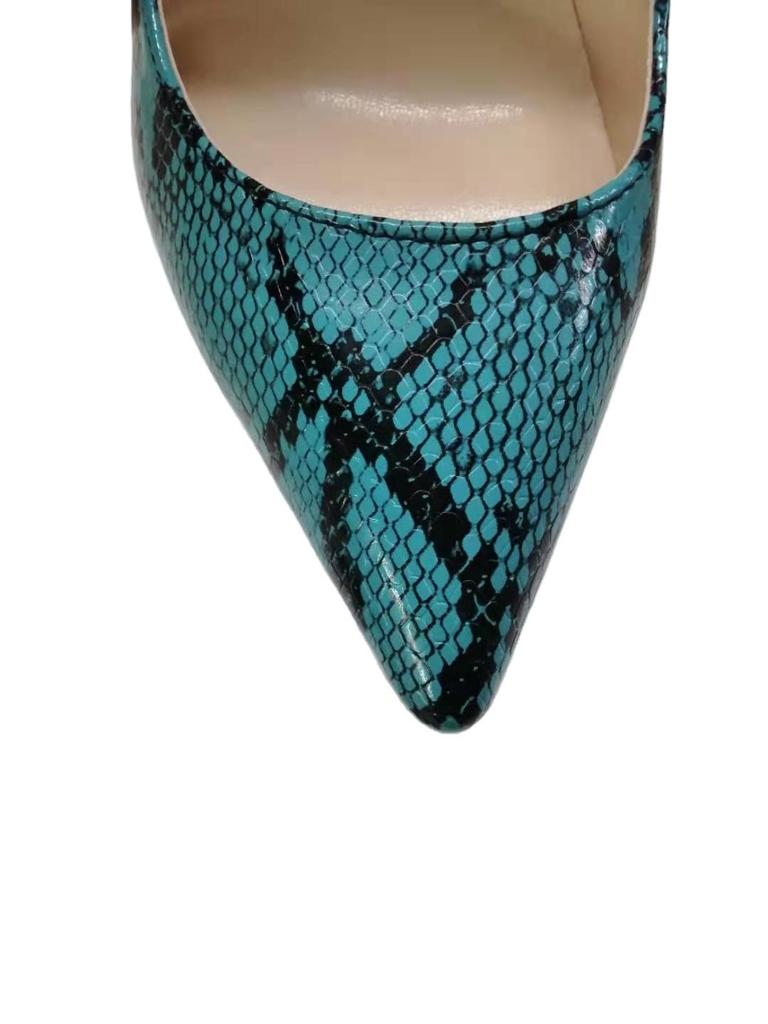 Stil stilvoll einfach High Heel leichte Öffnung grünes Schlangenmuster spitze Zehenspitze sexy dünne High Heels Einzelne Schuhe
