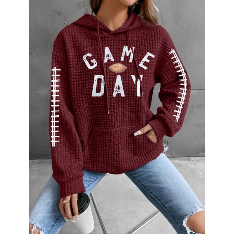 Fashion personality waffle round neck long-sleeved sweater women, autumn and winter loose and warm ladies pullover sweater hoodie comfortable