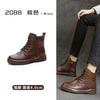 2025 new leather platform Martin boots women's autumn and winter velvet thick heel short boots retro versatile women's boots