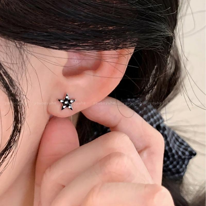 White polka dot star stud earrings for women to sleep without picking up ear holes earrings personalized earrings
