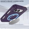 For IPhone Duo Case with Metal Kickstand Magnetic Built-in Screen Protector Hinge Protection Full Body Slim Shockproof Cover