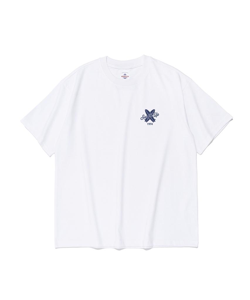 Wogseuaenko Surf Up Wave Short Sleeve Tee (White)
