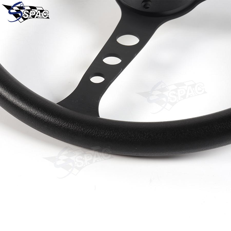 15inch Black PU Steering Wheel 380MM Vintage Sports Car PU Steering Wheel