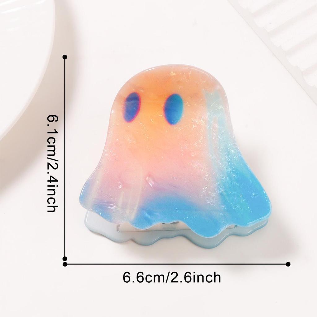 Dreamy Gradient Halloween Ghost Pumpkin Hair Clip - Cute & Soft Women's Claw Accessory