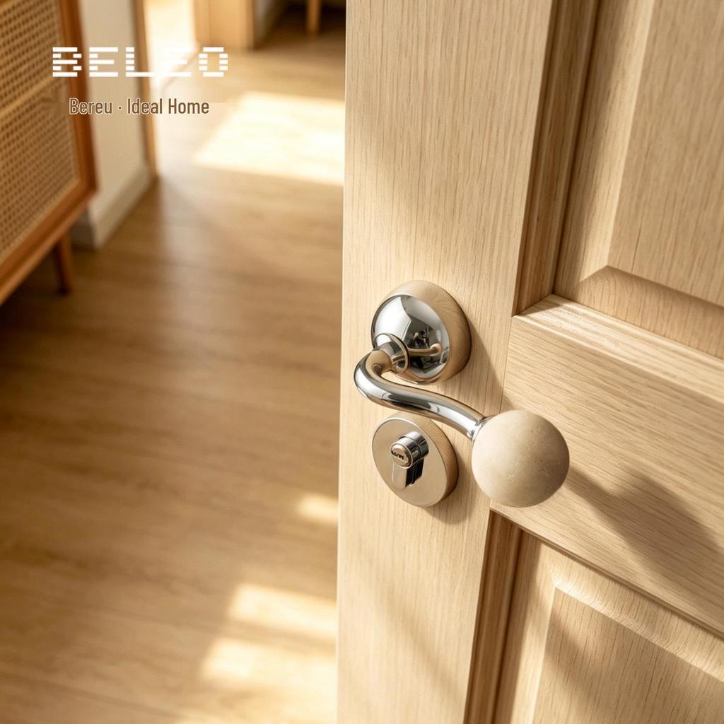 Bureau White Travertine Magnetic Silent Door Handle for Modern Luxury Bedrooms