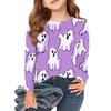 Girls Long Sleeve T Shirts Kids Fall Tops Crewneck Halloween Printed Basic Tees 3-9Y