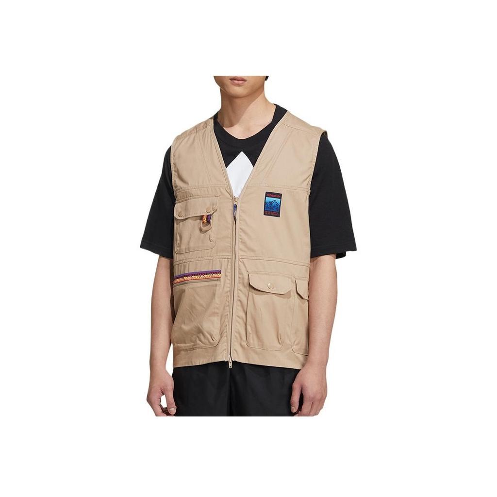 Adidas Originals Solid Color Multi-Pocket Sports Vest Men Vests Khaki GP1111