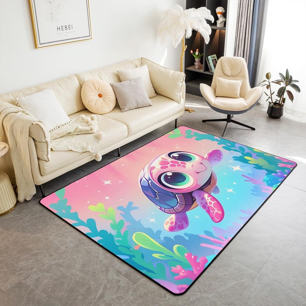 Ocean Themed Living Room Rugs for Bedroom Area Rug Octopus Decor Carpet for Boys Girls Teens Tentacles Indoor Floor Mat Black