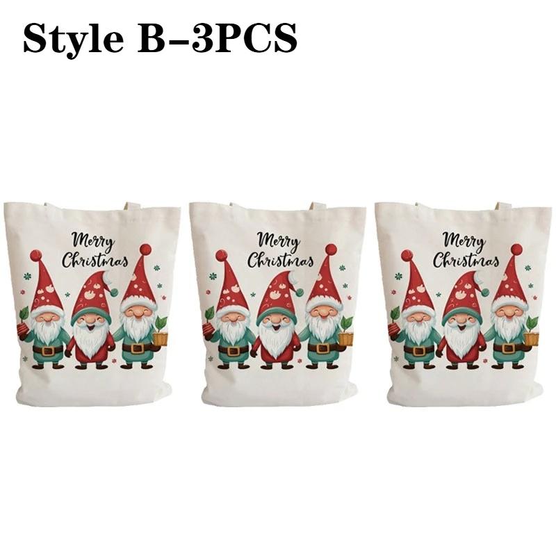 Christmas Canvas Tote Bag Shoulder Handbag Lunch Storage Grocery Bag for Women Festive Holiday Shopper Bag Christmas Gift Decor