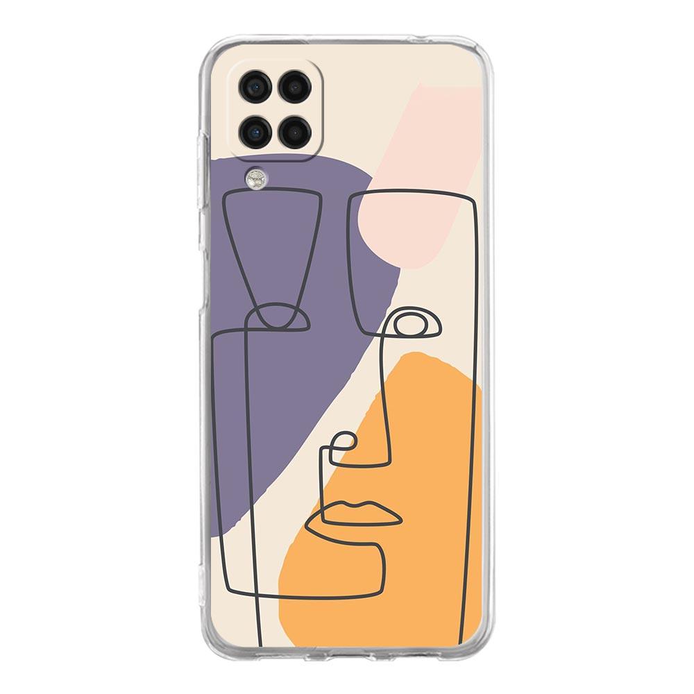 Phone Case for Samsung Galaxy A13 A51 A71 A21S A12 A31 A52 A41 A23 A53 A73 A32 5G A03S Cover Couples Flower One Line Wall Art