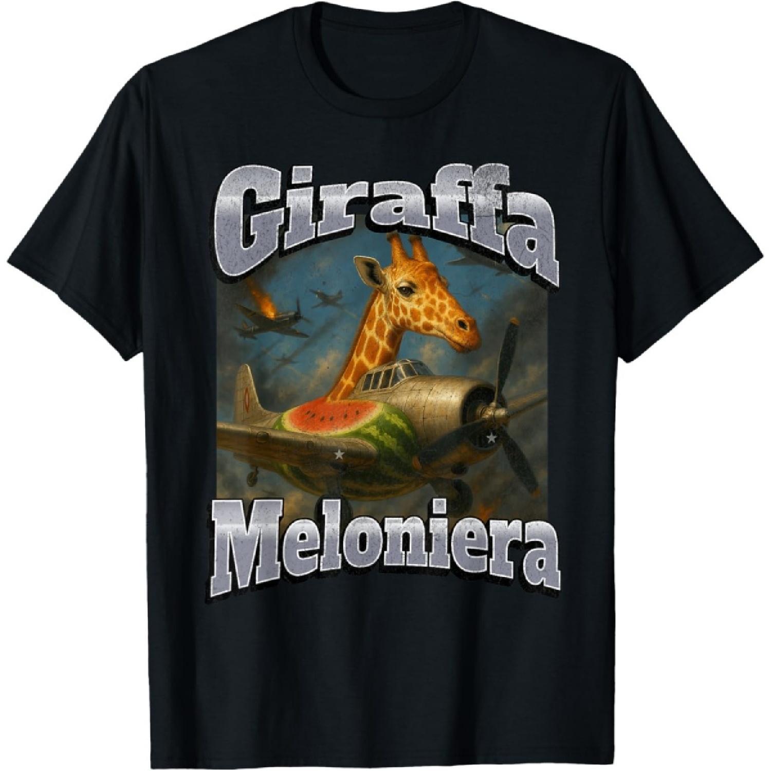 Забавная графическая футболка с итальянским мемом про жирафа-арбуза(10) S