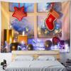 Christmas Santa Claus Workshop Tapestry Wall Hanging Festive Xmas Holiday Party Backdrop Decor for Bedroom Living Room