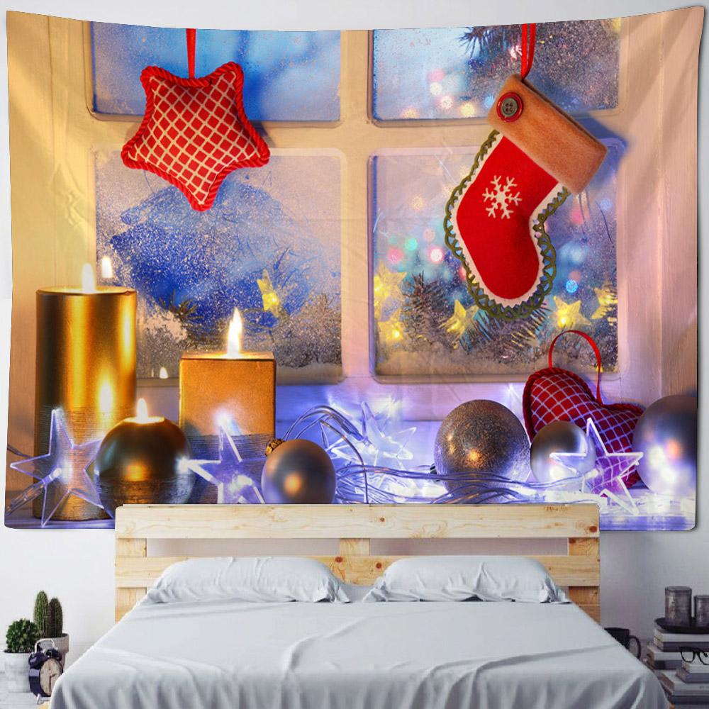 Christmas Santa Claus Workshop Tapestry Wall Hanging Festive Xmas Holiday Party Backdrop Decor for Bedroom Living Room