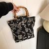 Fashion Embroidery Women Shopping Bag Large Capacity Ladies Daily Use Tote Handbags Cotton Cloth Double-sided Girls Shopping Bag