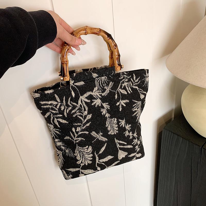 Fashion Embroidery Women Shopping Bag Large Capacity Ladies Daily Use Tote Handbags Cotton Cloth Double-sided Girls Shopping Bag