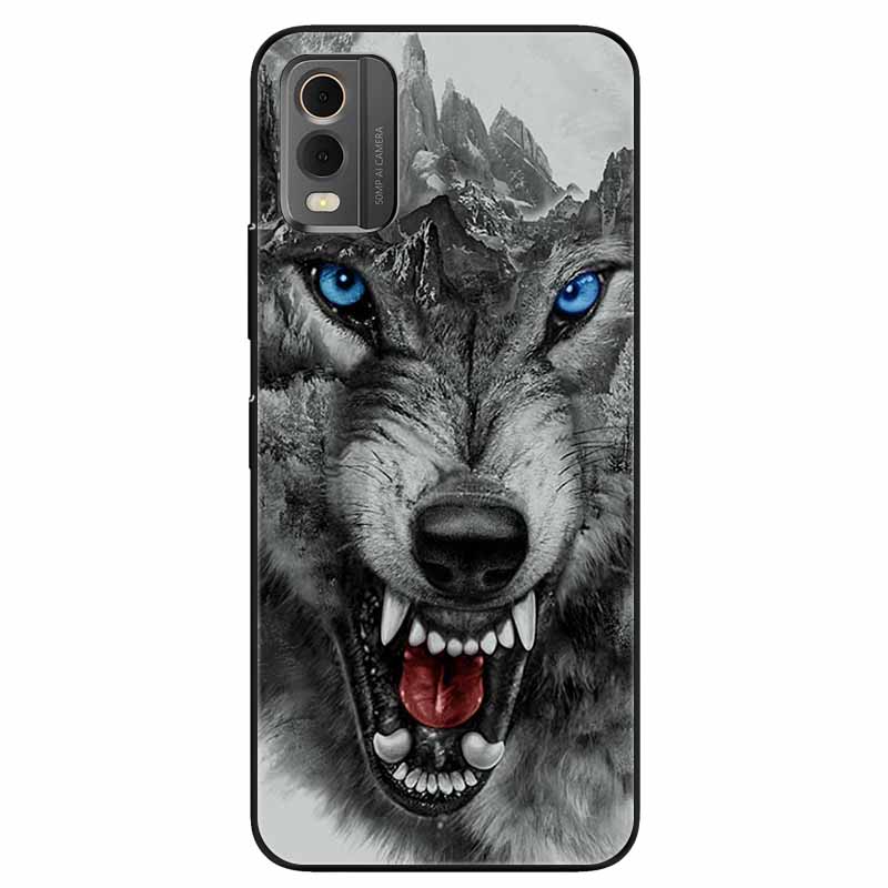 

For Nokia C32 Case Cartoon Silicone Protective Soft Bumpers for Nokia C22 C02 C210 Phone Cases C 32 TPU Shells Cool Wolf Animals Nokia C210