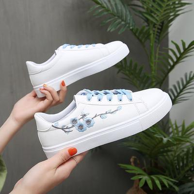 Mode Stickerei Atmungsaktiv Vulkanisierte Schuhe Damen Sneaker PU Leder Plateauschuhe Damen Schnürschuhe Freizeitschuhe 544srf5