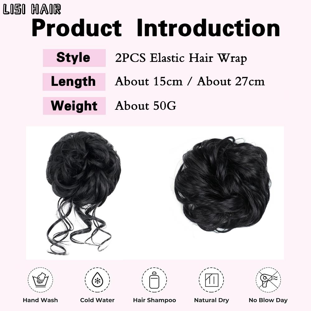 MERISIHAIR Synthetisch, 2 Stile, klassisch, zerzaust, Hochsteckfrisur, elastisch, unordentlicher Dutt, Haargummis, gefälschter Haarknoten, Donut, Pferdeschwanz, Haarknoten, Zubehör für Frauen, den täglichen Gebrauch