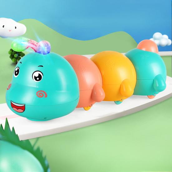 Electric Magnetic Caterpillar Toy with LED Light Music Toddlers Walking Caterpillar Toy Boys Girls Tummy Time Caterpillar Crawling Musical Toy