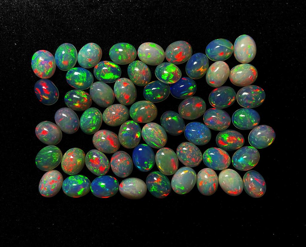 Natural Multi Fire Ethiopian Opal Oval Cabochon Loose Gemstone Lot 10 Pcs 8*10 MM Opal Cabochon For Jewelry Making