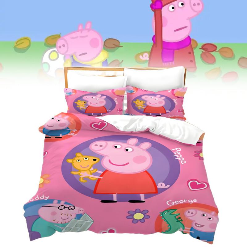 Kreslený 3D Dětský Prase Povlak na přikrývku Povlak na polštář Jednolůžkový Dvojlůžkový Ložní set Dárek