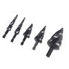 5Pcs Step Drill Bit Set 4 Spiral Flute HSS Bits 1 8in   1 3 8in with 1 4in 3 8in Hex Shank for Stainless Steel Aluminum