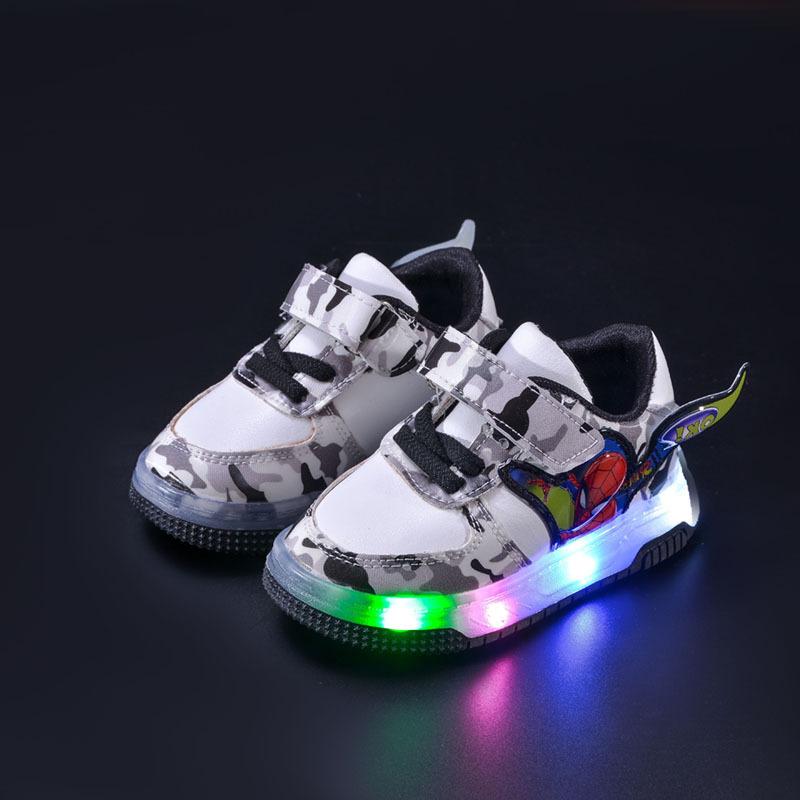 Kids LED Flash Cartoon Sneakers for Boys Light Up Casual Skate Sneakers