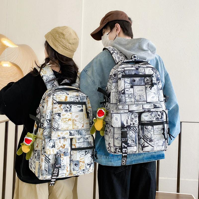 Graffiti Print Student Schoolbag Boys Large Capacity Backpack Girls Campus Backpack
