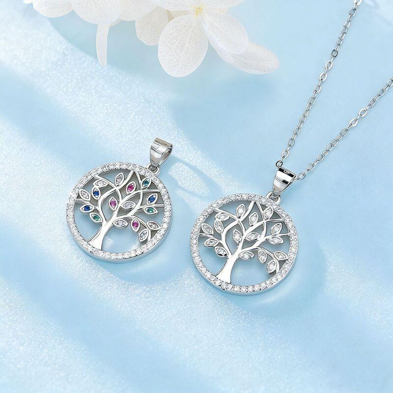 Geometric Tree Of Life Pendant Necklace Women Sterling Minimalist Locket Chain Jewelry