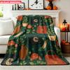 1pc Blanket Retro Elements And Plants Combination 2D Printed Fleece Blanket Suitable for Sofa Daily Travel Camping Blanket Soft An