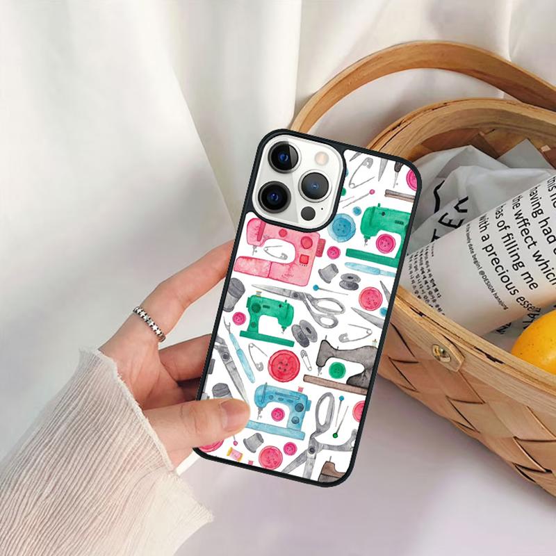 Vintage Sewing Machines Phone Case For iPhone 17 Air 16 15 14 11 12 13 Pro MAX Plus coque Cover Shell