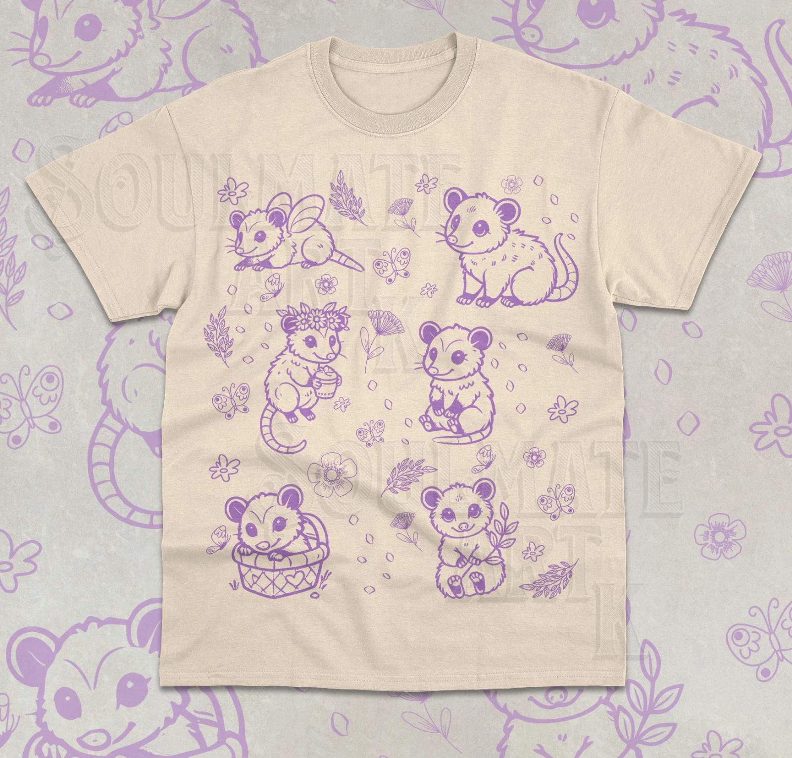 Opossum Tattoo Cute T- Shirt Possums Lover Funny Meme Weird Graphic Unisex Shirt 3XL