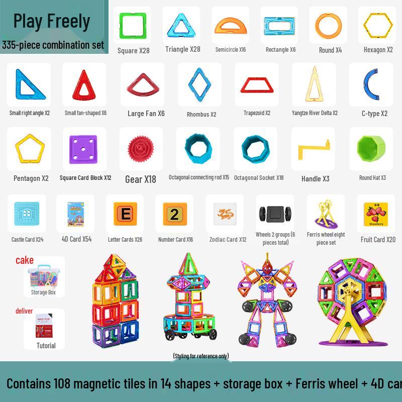 Large Magnetic Tiles Building Blocks Set for Kids - DIY Educational Toy