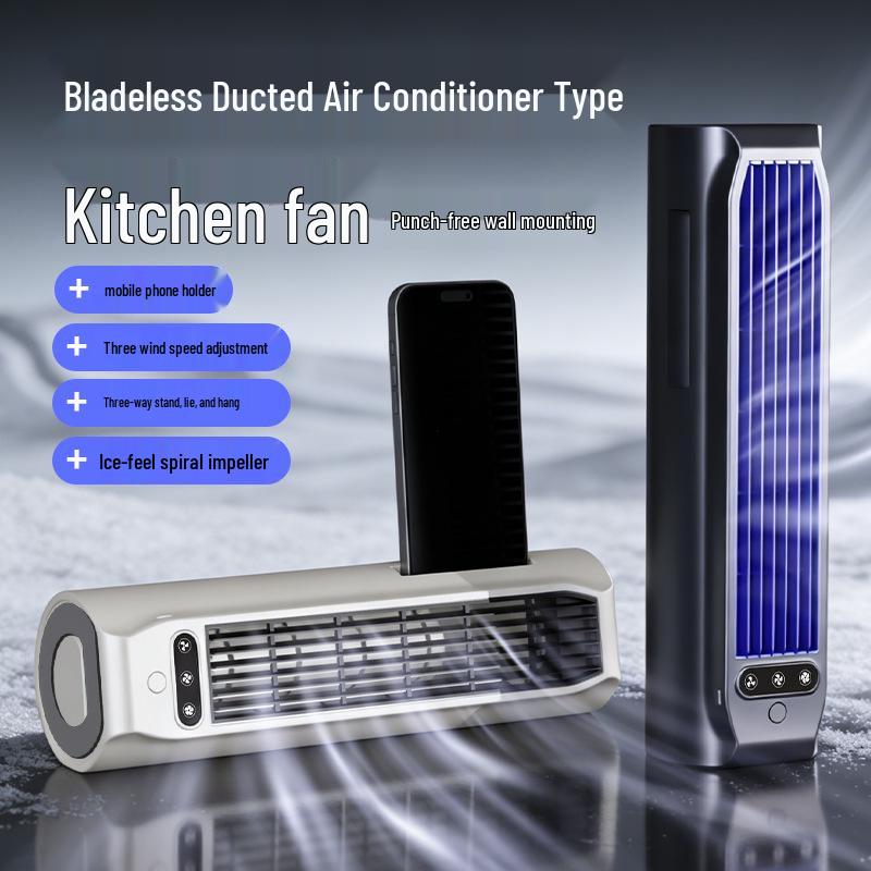 Wall-Mounted Fan for Kitchen, Bathroom, and Bedroom - No-Drill Installation