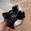 New Style Crystal Rhinestone Black Bow Fabric Claw Clip with Luxurious Feel for Women