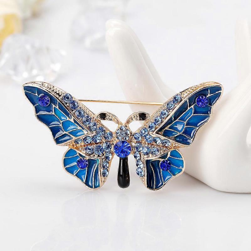 Butterfly Brooch Pins Women Enamel Insect Pin Lapel Pin (Blue)