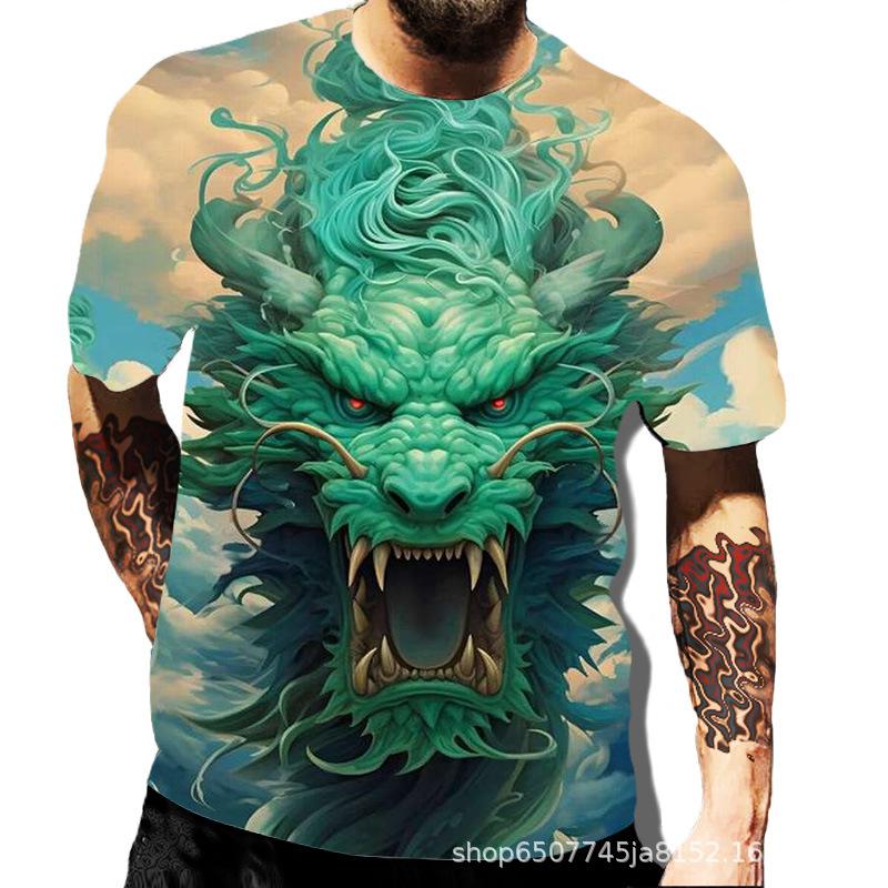 Dragon Series 3D Printed Men's Casual Short Sleeved T-shirt Men's T-shirt