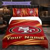 San Francisco 49ers Customized Name Text Bedding Set, 1 Duvet Cover & 2 Pillowcases Personalized Bedroom Gift