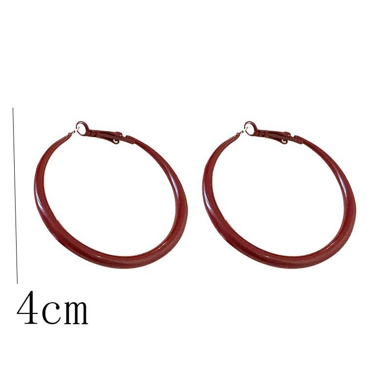 Ankela Orecchini a cerchio grandi e rotondi rossi per donna, semplici e alla moda, con cerchio geometrico iperbole, orecchini a cerchio Huggie, gioielli Brincos Bijoux, regalo