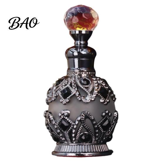 Empty Scent Container 15ML Vintage Luxury Refillable Perfume Bottle, Essential Oil & Fragrance Glass 15ml Bottle Dubai Arabian Style for Travel