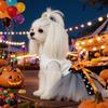 Halloween Ghost Print Polka Dot Bow Tulle Dress Small Dogs Maltese Costume Pet Outfit